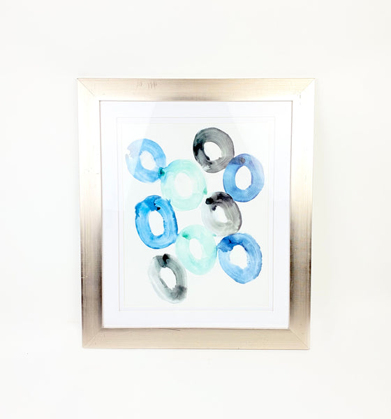 Framed Blue Tone Watercolour Rings