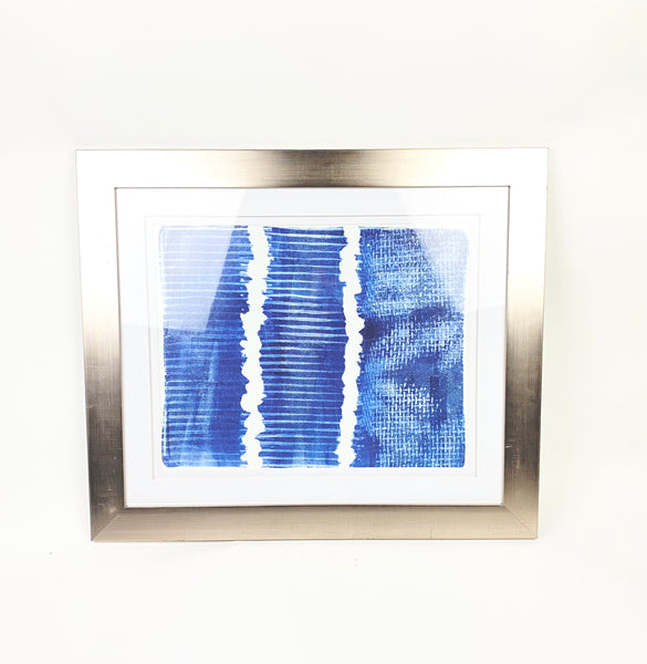 Framed Blue Patterned Columns Print