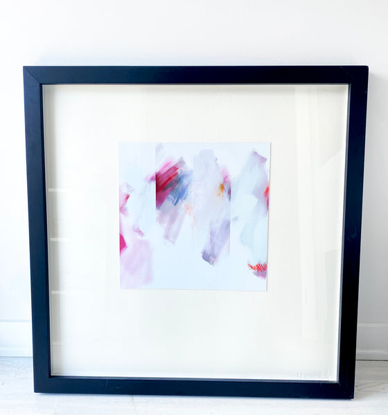Black Square Framed White Pink Abstract