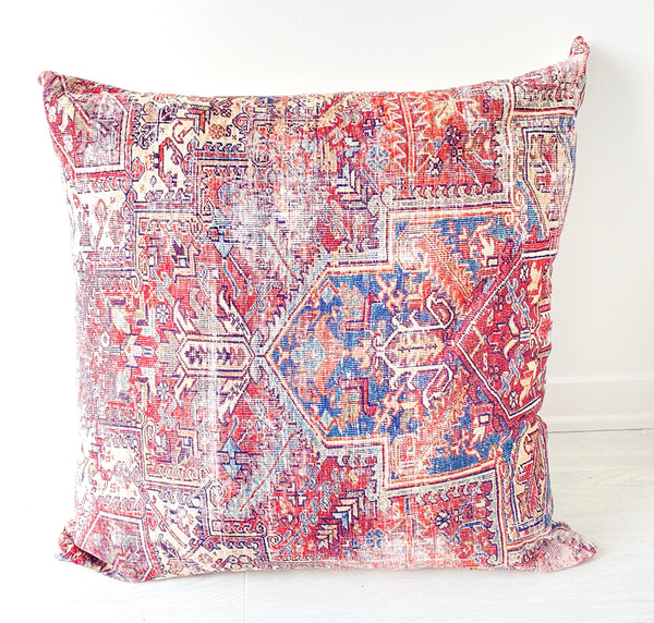 Large Square Red Aztec Cushion