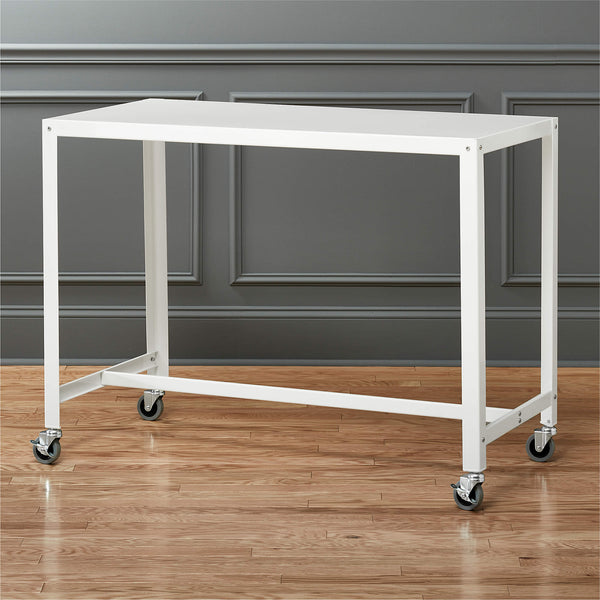 GO-CART WHITE ROLLING COUNTER TABLE-STAND UP DESK