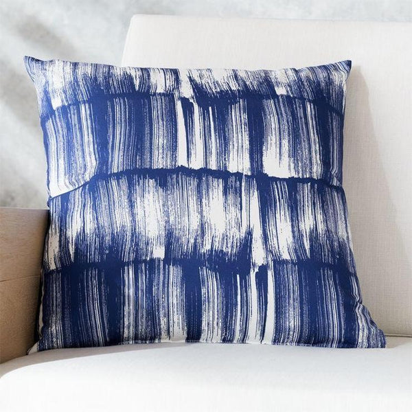 Paint Strokes Blue and White Outdoor Pillow